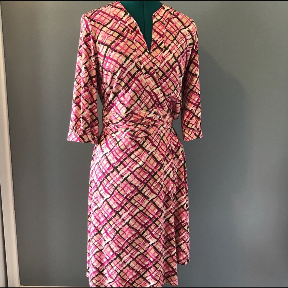 Lilly Pulitzer Pink & Brown Wrap Around Midi Dress